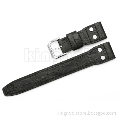 Black Brown Blue Croco Grain 22mm Italian Genuine Leather Rivet Watch Band Strap Belt with With Pin buckle For IWC Big Pilot